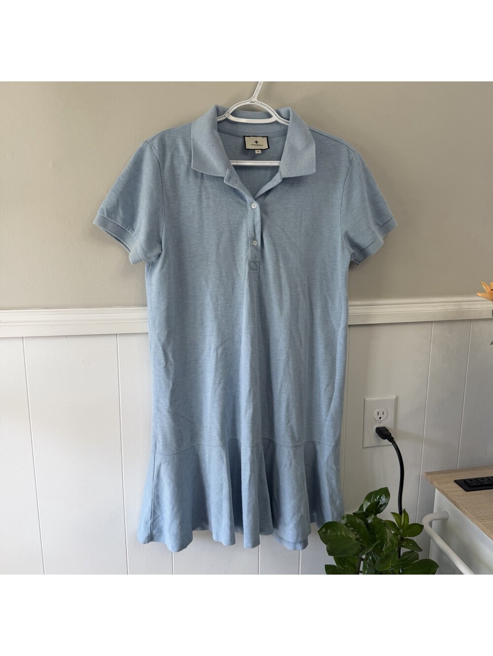 Tuckernuck Pique May Polo Flared Dress in Light Blue Size M - Picture 2 of 6